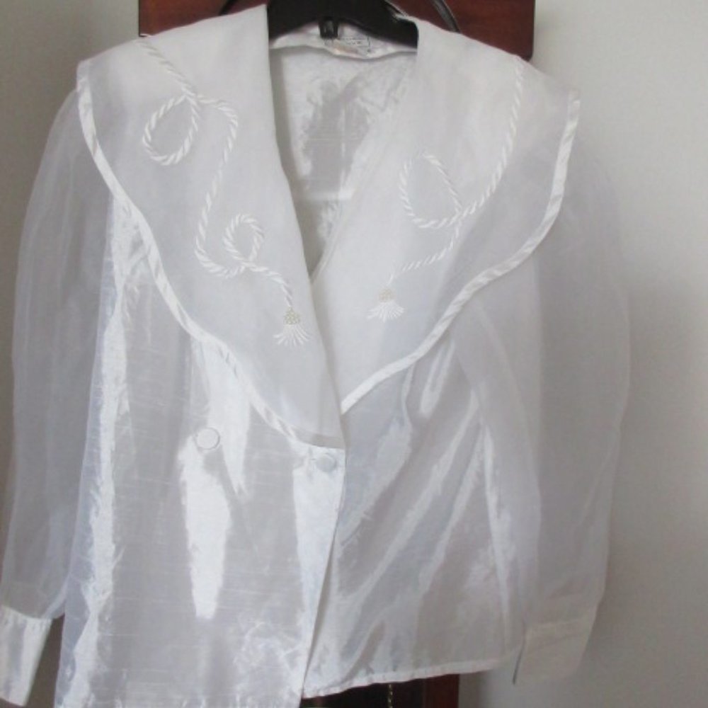 Gorgeous White Organza Blouse Top Embellished